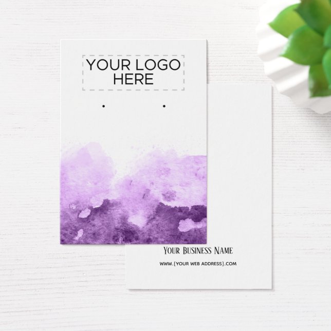 Logo Purple Ombre Watercolor Earring Display Card (Desk)