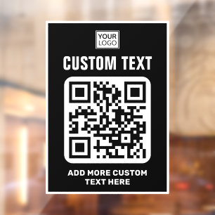 Logo, QR code and custom text black and white