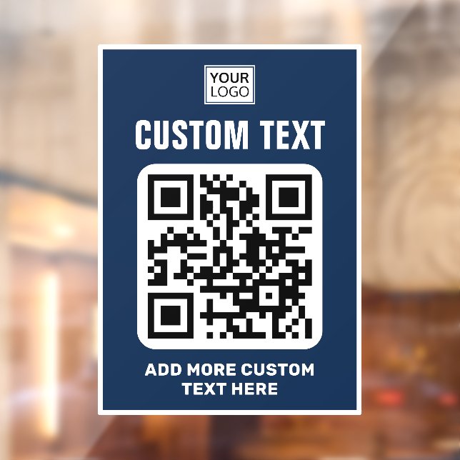 Logo, QR code and custom text white and dark blue (Sheet 2)