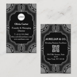Logo & QR Code Art Deco Luxury Business Card