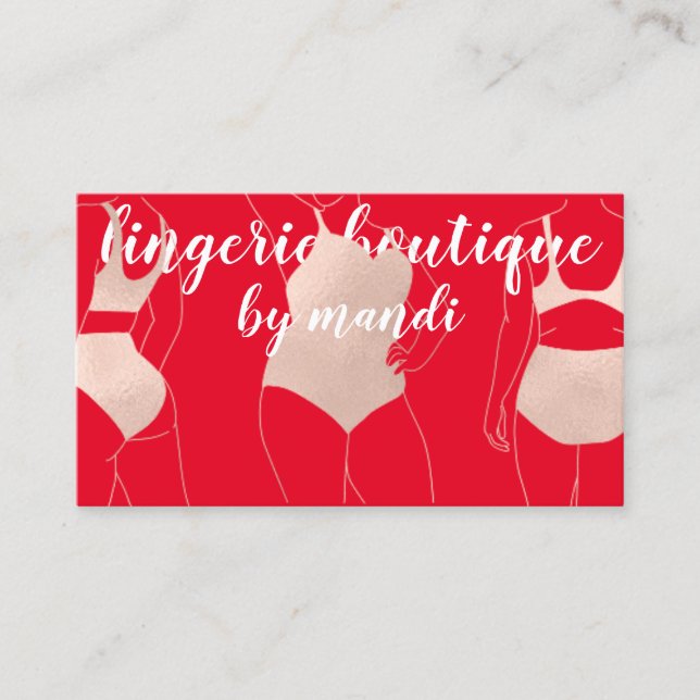 Logo QR Code Bikini Underwear Red Rose Business Card (Front)