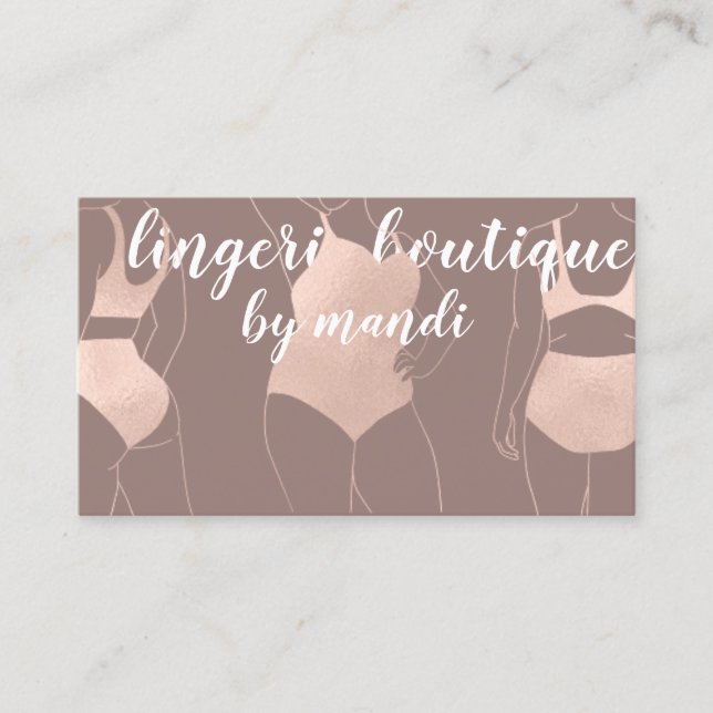 Logo QR Code Bikini Underwear Rose Gold Business Card (Front)