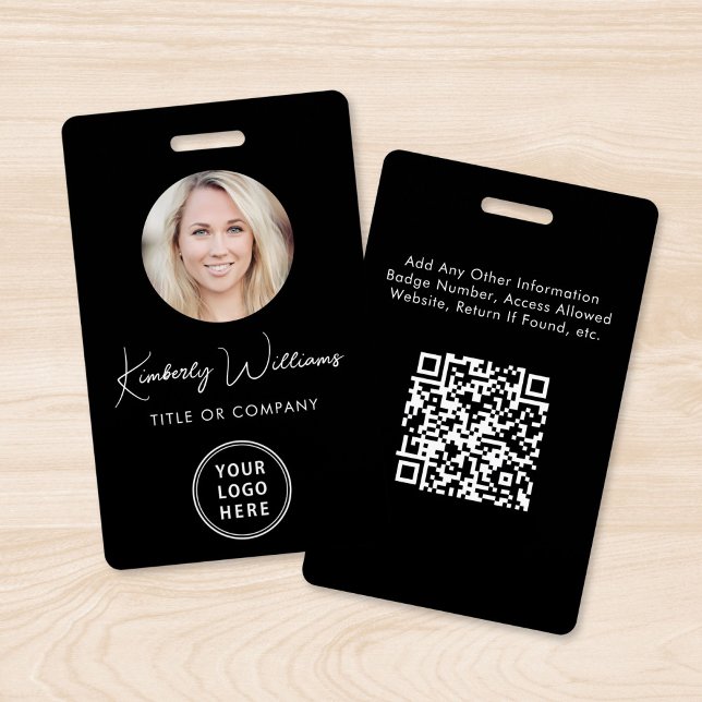 Logo QR Code Black Employee Photo ID Badge (Creator Uploaded)