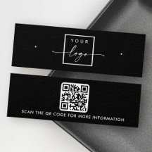 Logo QR code black stud earring display card