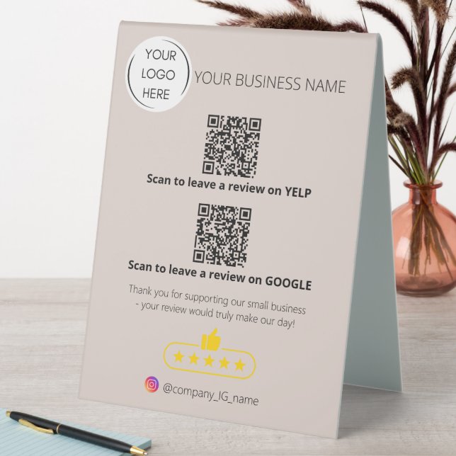Logo QR code business review GOOGLE and YELP  (In SItu (Table))