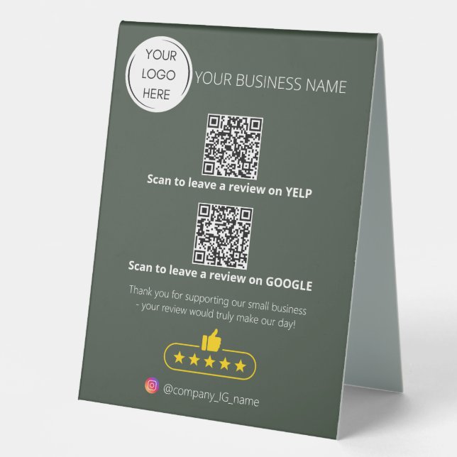Logo QR code business review GOOGLE and YELP  (Front)