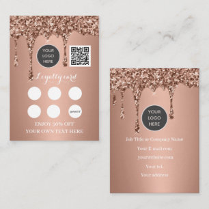 Logo QR Code Business Reward Punch Rose Gold Loyalty Card