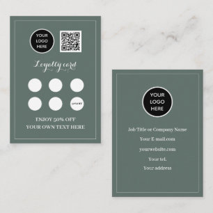Logo QR Code Business Reward Punch Sage Green Loyalty Card