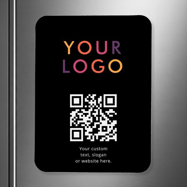 Logo QR Code Business Template Black Magnet (Creator Uploaded)