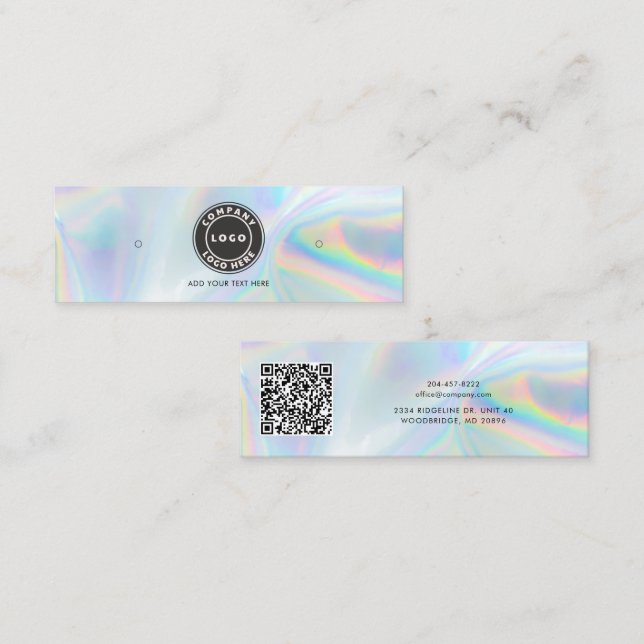 Logo QR Code Holographic Stud Earring Display Card (Front/Back)