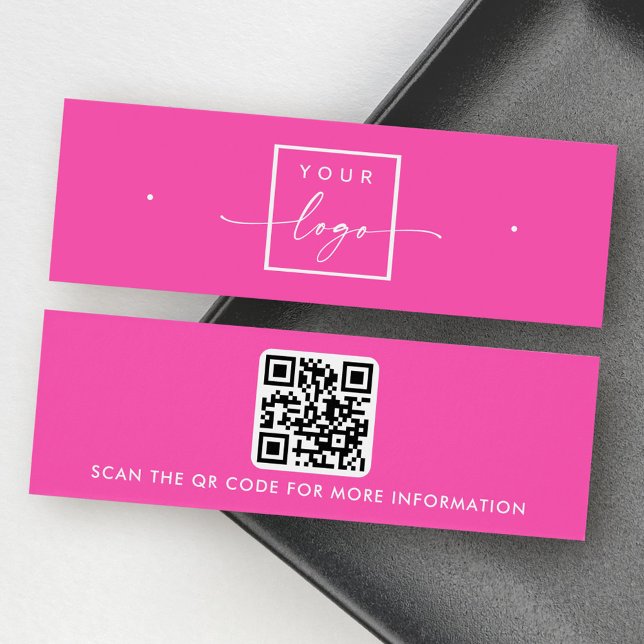 Logo QR code hot pink stud earring display card (Logo QR code hot pink stud earring display card)