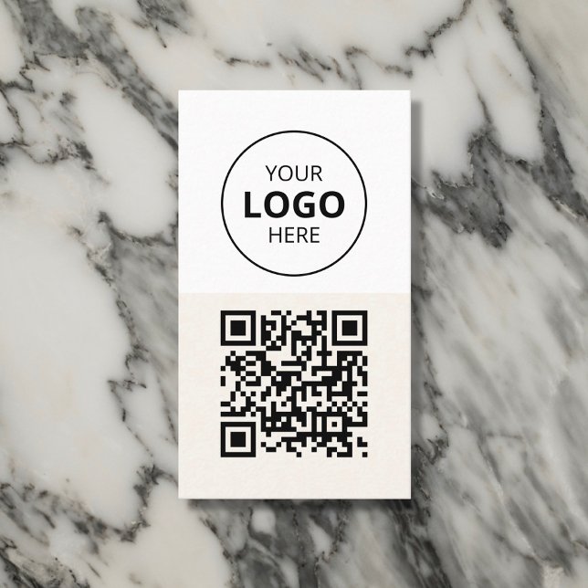 Logo QR Code Minimalist Beige Business Card (Creator Uploaded)