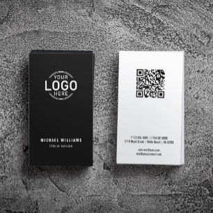 Logo QR Code Minimalist Black White Modern Custom Business Card