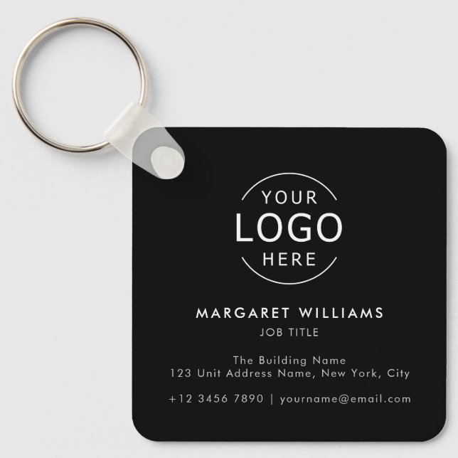 Logo QR Code Minimalist Professional Business Card Key Ring (Front)