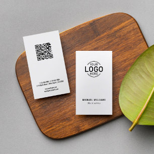 Logo QR Code Minimalistic Modern White Custom Business Card