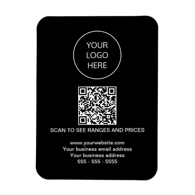 Logo QR Code Modern Black Magnet (Vertical)