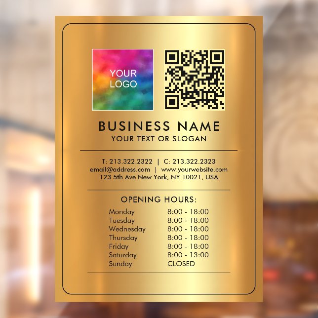 Logo QR Code Opening Hours Open Closed Faux Gold (Sheet 2)