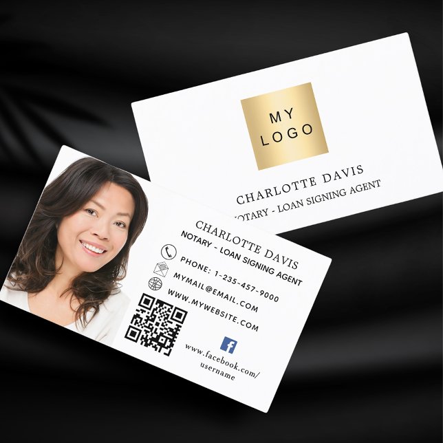 Logo QR code photo facebook icon white black Business Card (Creator Uploaded)
