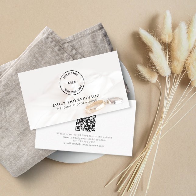 Logo QR Code Photo Overlay Wedding Photographer  Business Card (Creator Uploaded)