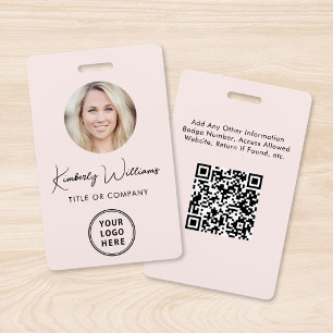 Logo QR Code Pink Employee Photo ID Badge