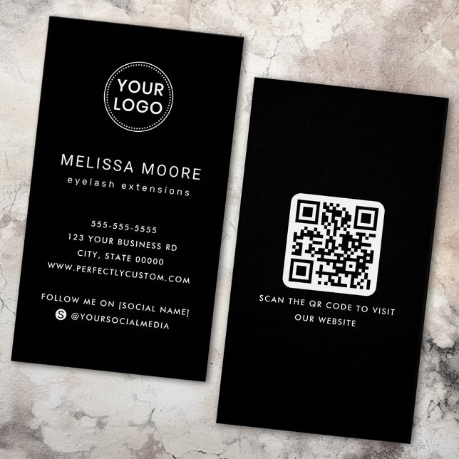 Logo QR code professional black business card (Logo QR code professional black business card)