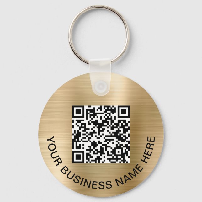 Logo QR Code Promotional Gold Key Ring (Front)