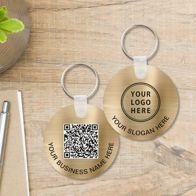 Logo QR Code Promotional Gold Key Ring (Logo QR Code Promotional Gold Keychain)
