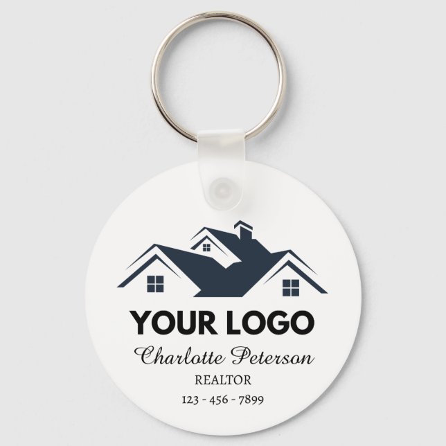  Logo & QR Code Real Estate Promotional Key Ring (Front)