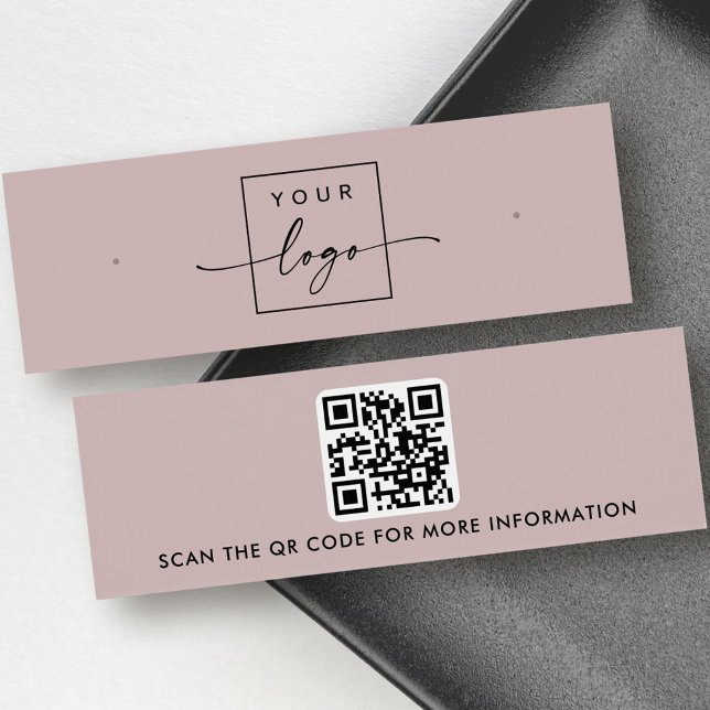 Logo QR code rose taupe stud earring display card (Logo QR code rose taupe stud earring display card)
