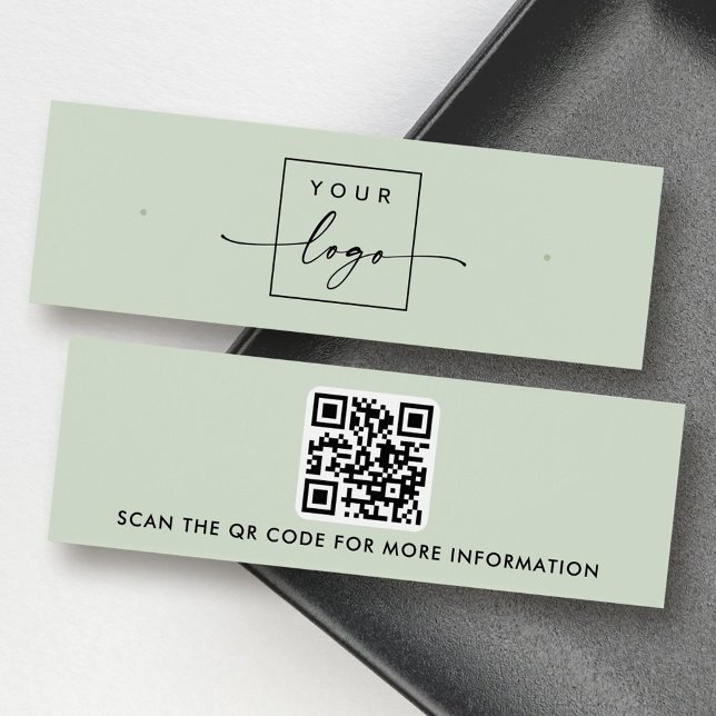 Logo QR code sage green stud earring display card (Logo QR code sage green stud earring display card)