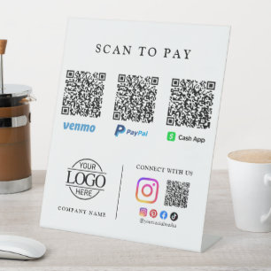 Logo Qr Code Scan To Pay Payment Tabletop Sign
