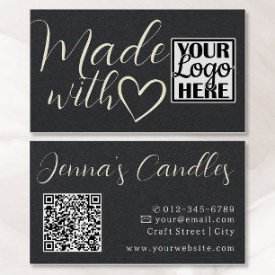 Logo QR Code Simple Kraft Paper Made With Love Business Card