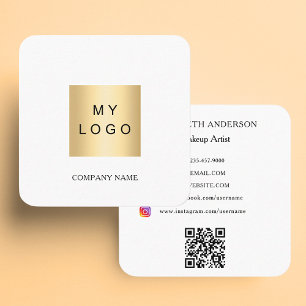 Logo QR code social media brand colour minimalist Square Business Card