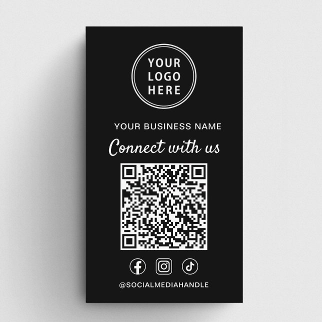 Logo QR Code Social Media Connect With Us Business Card (Logo QR Code Social Media Connect With Us Business Card)