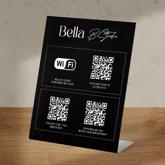 Logo QR Code Social Media Wifi Pedestal Sign (Creator Uploaded)