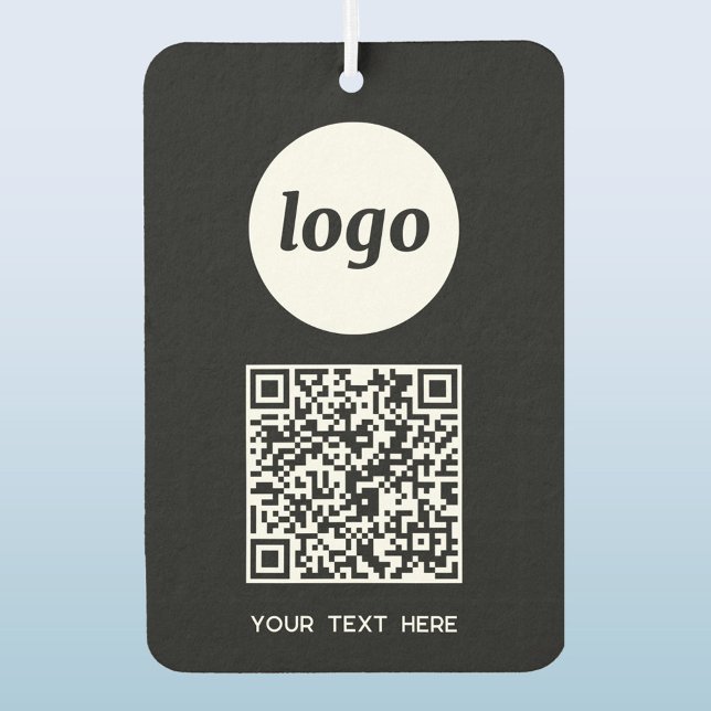 Logo QR Code Text Business Promotional Black Car Air Freshener (Simple logo QR code custom text business branding promotional car motor vehicle air freshener)