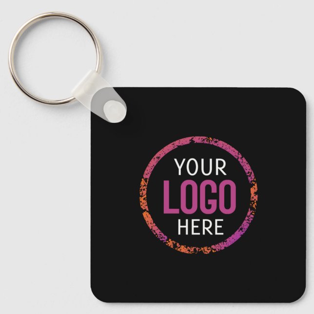 Logo, QR code text double sided light  Key Ring (Front)