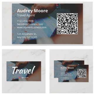 Logo QR Code Travel Agent Business Card
