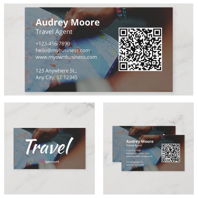 Logo QR Code Travel Agent Business Card (Logo QR Code Travel Agent Business Cards
)