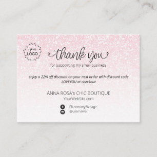 *~* Logo QR Ombre Glitter Thank You Branding Enclosure Card