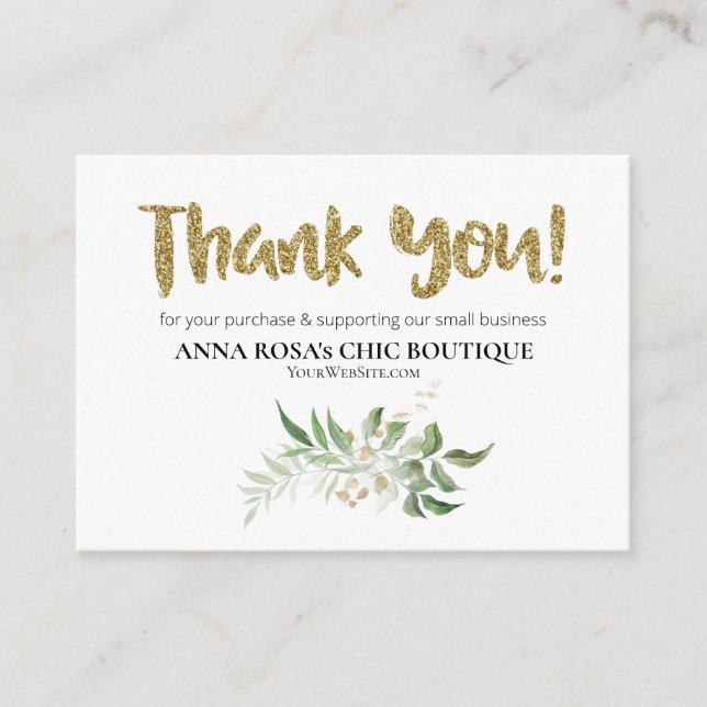*~* LOGO QR THANK YOU Review BOTANICAL FOLIAGE AP8 Enclosure Card (Front)