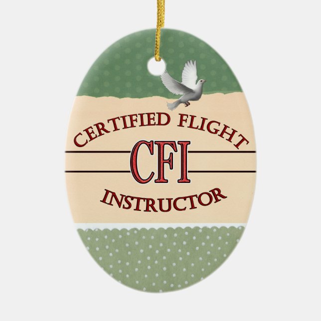 LOGO RED CSF CERTIFIED FLIGHT INSTRUCTOR CERAMIC ORNAMENT (Front)