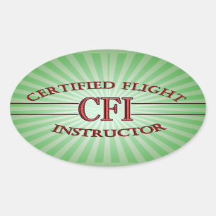LOGO RED CSF CERTIFIED FLIGHT INSTRUCTOR OVAL STICKER