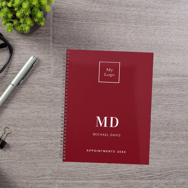 Logo red white monogram initials business 2026 planner (Creator Uploaded)