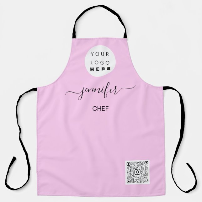 Logo Restaurant Bakery Catering Cake Pink Apron (Front)