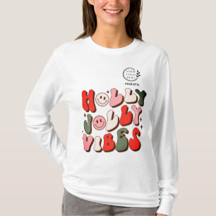 Logo Retro Christmas Holly Jolly Vibes Holidays T-Shirt