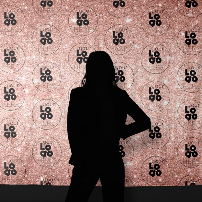 Logo Rose Gold Glitter Step Repeat Photo Backdrop Tapestry (Creator Uploaded)