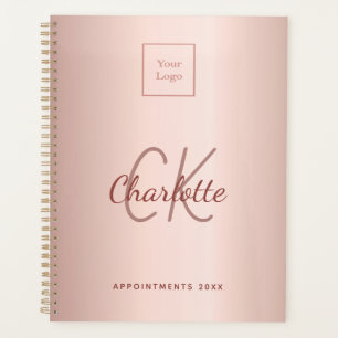 Logo rose gold monogram metal 2022 business planner