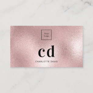 Logo rose gold monogram minimalist business card