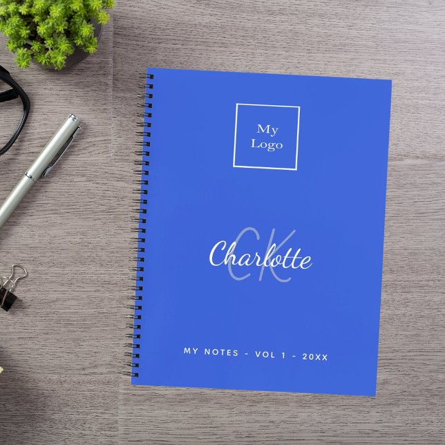 Logo royal blue monogram modern business notebook (Creator Uploaded)